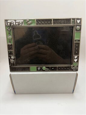 Y2K Baby Picture Frame Silver Green Charm Duck Bear Gender Neutral